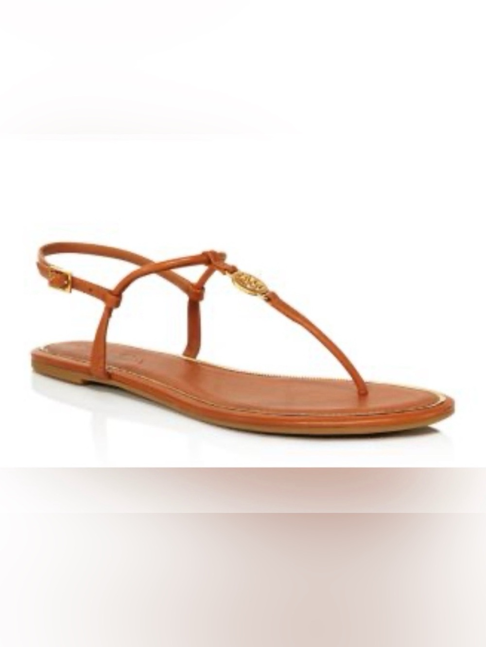 Tory Burch Emmy Leather T-Strap Flat Sandals